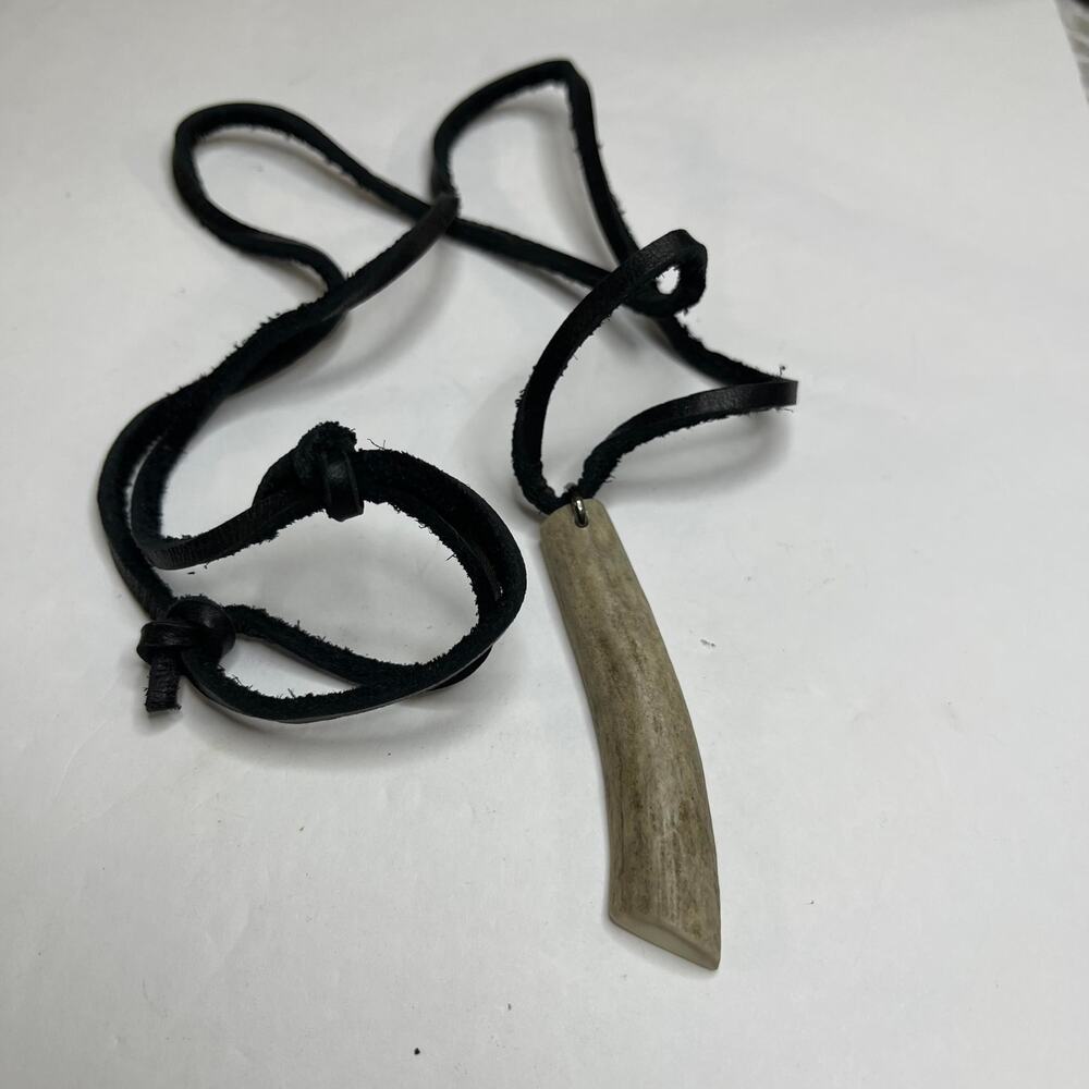 Necklace pendant costume jewelry black cord sueded with resin neutral pendant